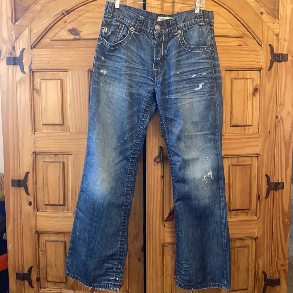 Men’s distressed bootcut jeans